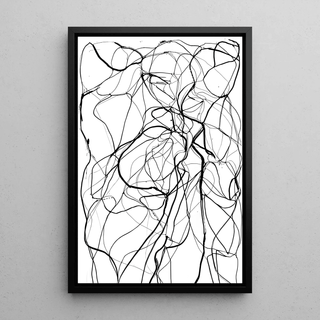 Tableau Noir et Blanc – Enchevêtrement Sauvage | Affiche Abstraite Lignes Entrelacées | Poster Minimaliste Moderne pour Salon ou Bureau