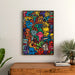 Pop Art Schilderij – Univers van Figuren | Poster Kleurrijk in Keith Haring-stijl