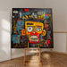 Poster Street Art – Gele Masker | Poster Styliseer hoofd met felle kleuren