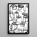 Zwart-wit decoratief schilderij – Verstrengelde blikken | Poster minimalistische gezichten in doorlopende lijn