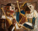 Spelers met biniou - Tadeusz Makowski — weergave van het kunstwerk