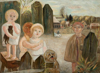 Tadeusz Makowski - Children in a village backyard.webp