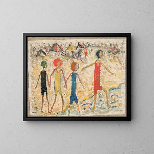 Kinderen op een strand - Tadeusz Makowski — ingelijst kunstwerk aan de muur