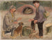 Gesprek met een jager - Tadeusz Makowski — weergave van het kunstwerk