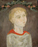 Meis met bloemenkransen - Tadeusz Makowski — weergave van het kunstwerk