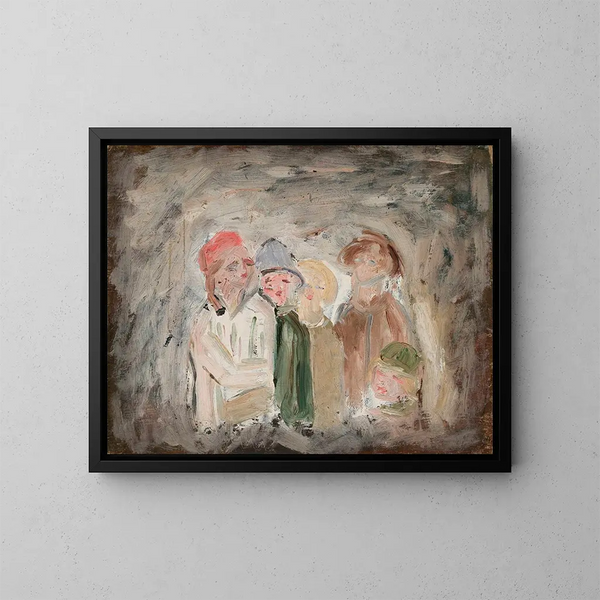 Vijf kinderen - Tadeusz Makowski — ingelijst kunstwerk aan de muur