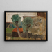 Fragment van een huis met twee bomen - Tadeusz Makowski — ingelijst kunstwerk aan de muur