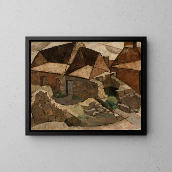 Landschap met huizen - Tadeusz Makowski — ingelijst kunstwerk aan de muur