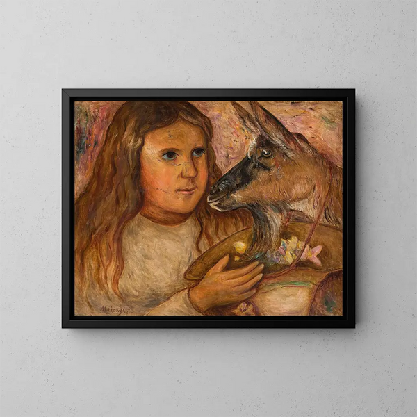 Kleine meisje met een geit - Tadeusz Makowski — ingelijst kunstwerk aan de muur