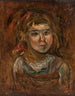 Kleine meisje met een rood lint - Tadeusz Makowski — weergave van het kunstwerk