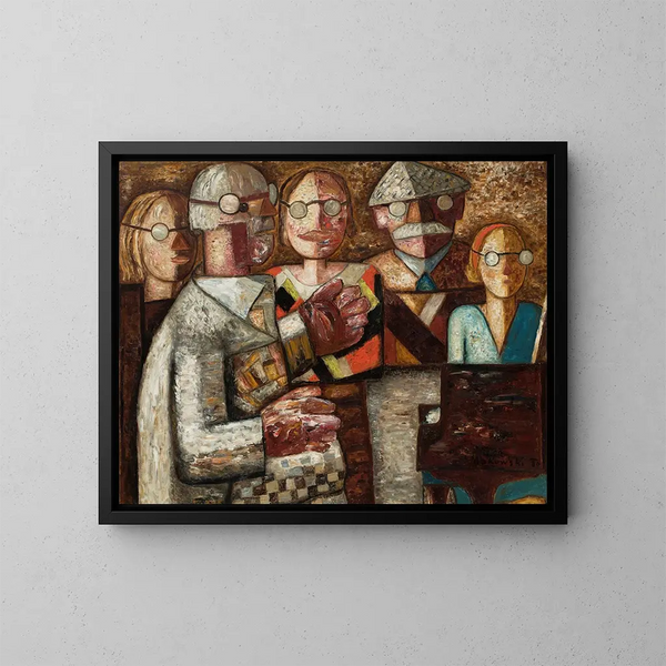 Muziekuitvoering - Tadeusz Makowski — ingelijst kunstwerk aan de muur