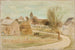 Aan de rand van het dorp - Tadeusz Makowski — weergave van het kunstwerk
