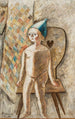 Kleine naakte meisje met een blauwe muts - Tadeusz Makowski — weergave van het kunstwerk