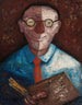 portret van een man met palet Jacques Gotkowski - Tadeusz Makowski — weergave van het kunstwerk