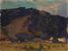 van een dorpzicht op de achtergrond van bergen - Tadeusz Makowski — weergave van het kunstwerk