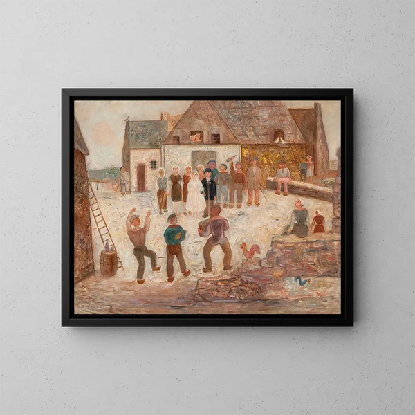 Bruidsfeest in een dorp - Tadeusz Makowski — ingelijst kunstwerk aan de muur