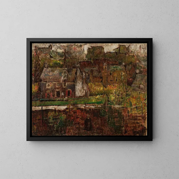 van het stadszicht aan het water - Tadeusz Makowski — ingelijst kunstwerk aan de muur