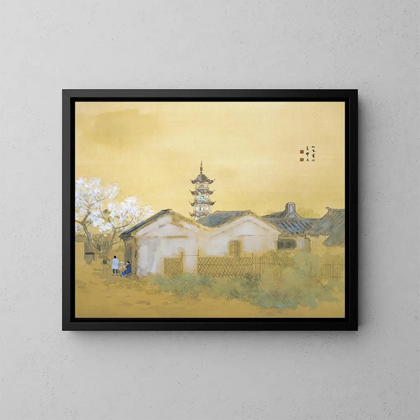 Vredige lente in Jiangnan - Takeuchi Seihō — ingelijst kunstwerk aan de muur