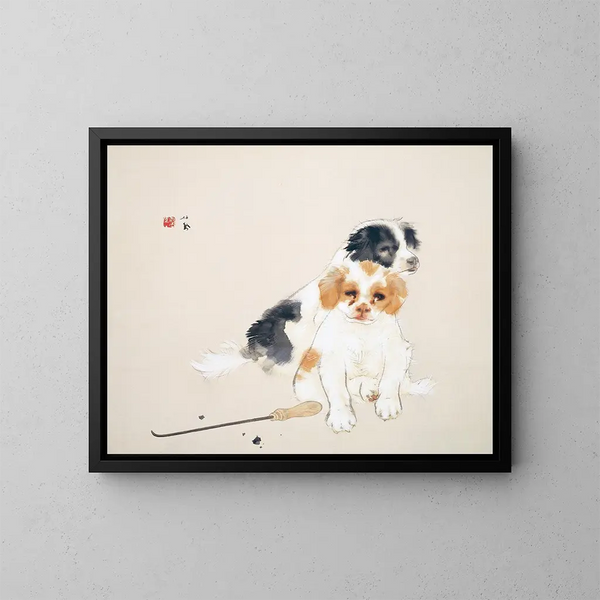 Aan de haard - Takeuchi Seihō — ingelijst kunstwerk aan de muur