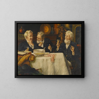 Drie mannen aan tafel - Talbot Hughes — ingelijst kunstwerk aan de muur