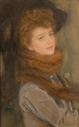 Teodor Axentowicz - Portrait of a Woman in a Fox Fur Collar.webp