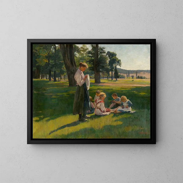 In het weiland - Teodor Zemplényi — ingelijst kunstwerk aan de muur