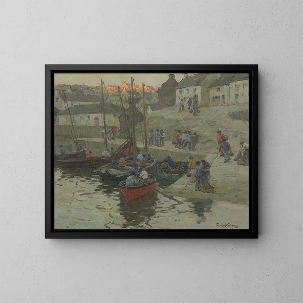 Vissers bij schemering, Audierne, Bretagne - Terrick Williams — ingelijst kunstwerk aan de muur