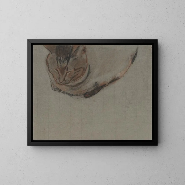 Zittende kat - Theo Nieuwenhuis — ingelijst kunstwerk aan de muur