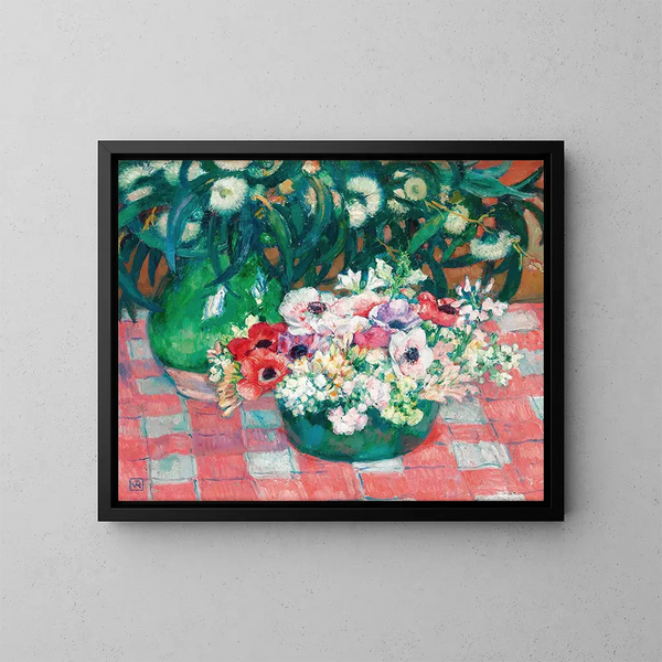 Anemonen en eucalyptus - Theo van Rysselberghe — ingelijst kunstwerk aan de muur