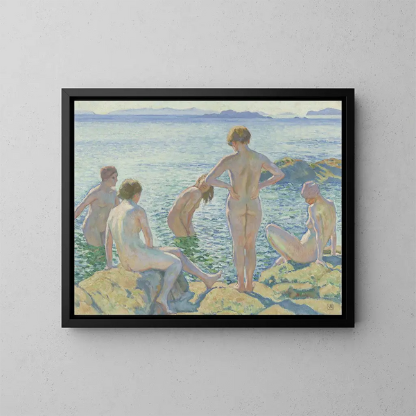 Baadsters - Theo van Rysselberghe — ingelijst kunstwerk aan de muur