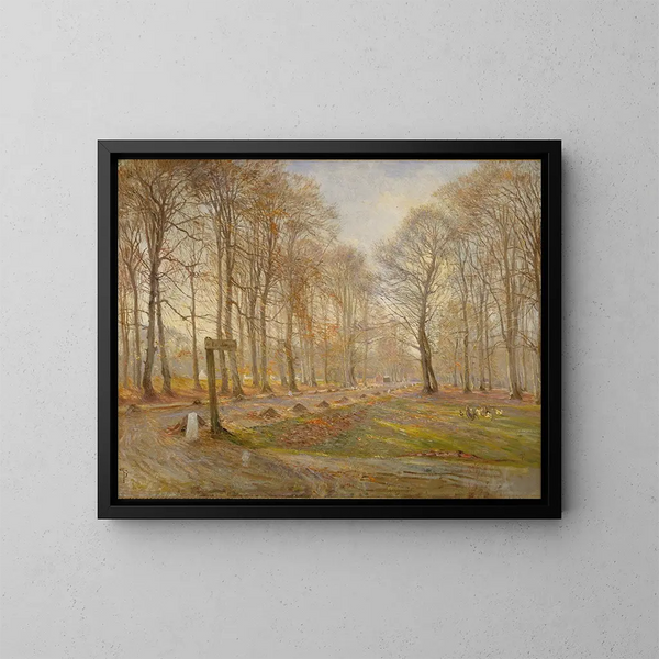 Herfstdag in het Jægersborg hertenkamp in het noorden van Kopenhagen - Theodor Philipsen — ingelijst kunstwerk aan de muur