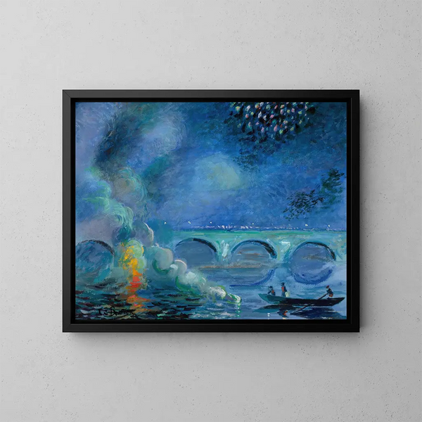 Pont des feux d'artifice à Vernon, Frankrijk - Theodore Earl Butler — ingelijst kunstwerk aan de muur