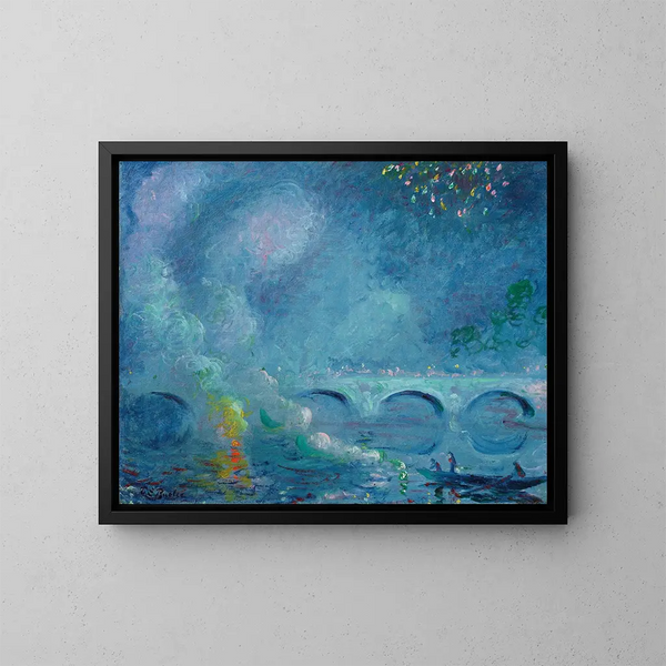 Vuurwerk bij de Vernon-brug - Theodore Earl Butler — ingelijst kunstwerk aan de muur