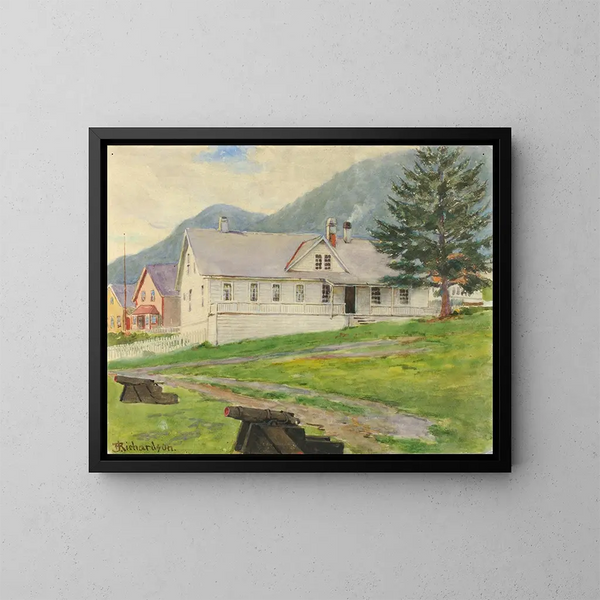 van Maison des anciens gouverneurs, Sitka, 1905 - Theodore J. Richardson — ingelijst kunstwerk aan de muur