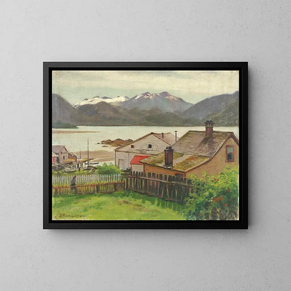 In de oude wijk van Sitka 1900 - Theodore J. Richardson — ingelijst kunstwerk aan de muur