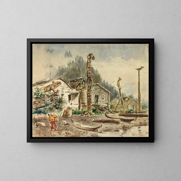 Vue van Wrangell, Alaska, in 1884 - Theodore J. Richardson — ingelijst kunstwerk aan de muur