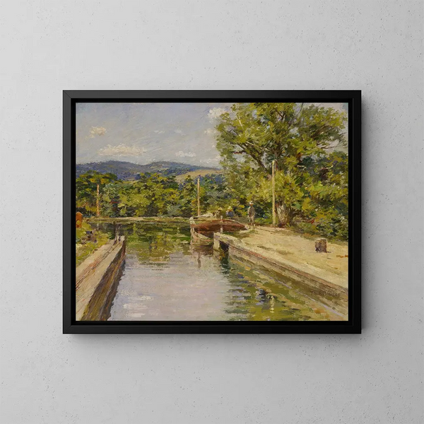 kanaalscène - Theodore Robinson — ingelijst kunstwerk aan de muur