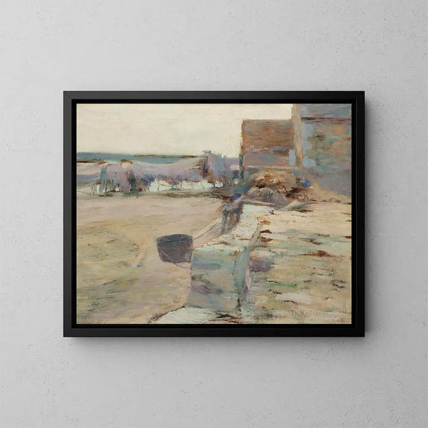 Vissershutten in Frankrijk - Theodore Robinson — ingelijst kunstwerk aan de muur