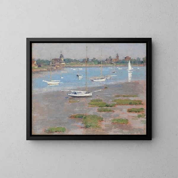 Laagwater bij de Riverside Watersportclub - Theodore Robinson — ingelijst kunstwerk aan de muur
