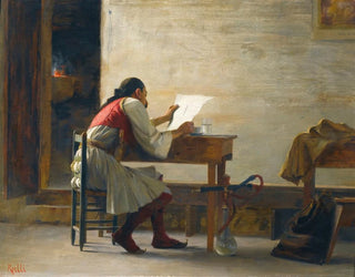 Een goed boek lezen - Theodoros Ralli — weergave van het kunstwerk