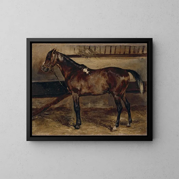 Paard bruin in de stallen - Théodore Géricault — ingelijst kunstwerk aan de muur