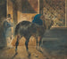 Trekpaard in de stallen - Théodore Géricault — weergave van het kunstwerk