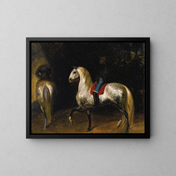 Paarden grijs getooid - Théodore Géricault — ingelijst kunstwerk aan de muur