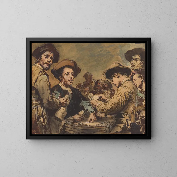 De kaartspelers - Théodule Ribot — ingelijst kunstwerk aan de muur