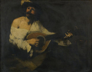 De mandoline speler - Théodule Ribot — weergave van het kunstwerk
