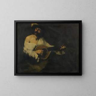 De mandoline speler - Théodule Ribot — ingelijst kunstwerk aan de muur