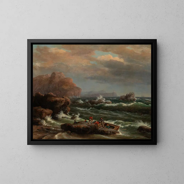 Tirant vers le rivage - Thomas Birch — ingelijst kunstwerk aan de muur