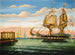 Baai van New York bij zonsondergang - Thomas Chambers — weergave van het kunstwerk