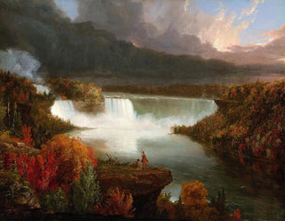 Ver uitzicht op de watervallen van Niagara op afstand - Thomas Cole — weergave van het kunstwerk