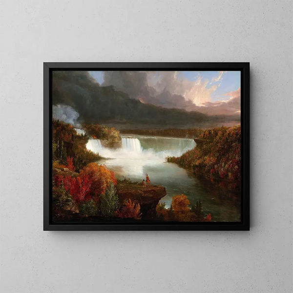 Ver uitzicht op de watervallen van Niagara op afstand - Thomas Cole — ingelijst kunstwerk aan de muur